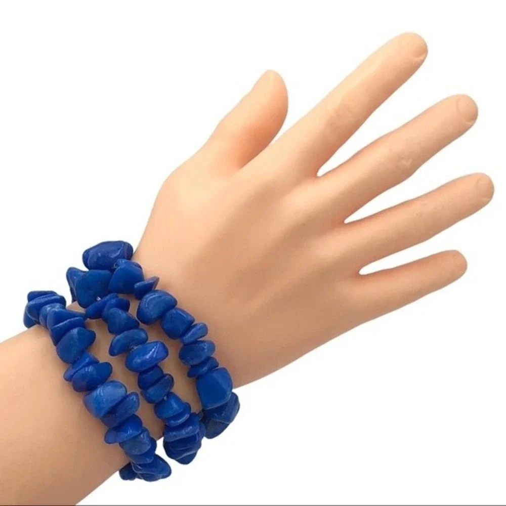 🌼 Set 3 Blue Stone Stretch Bracelets